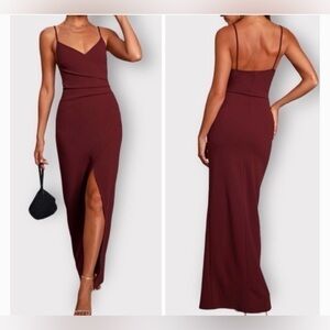 Lulus Spaghetti Strap Maxi Dress in Burgundy Size Small NWT
